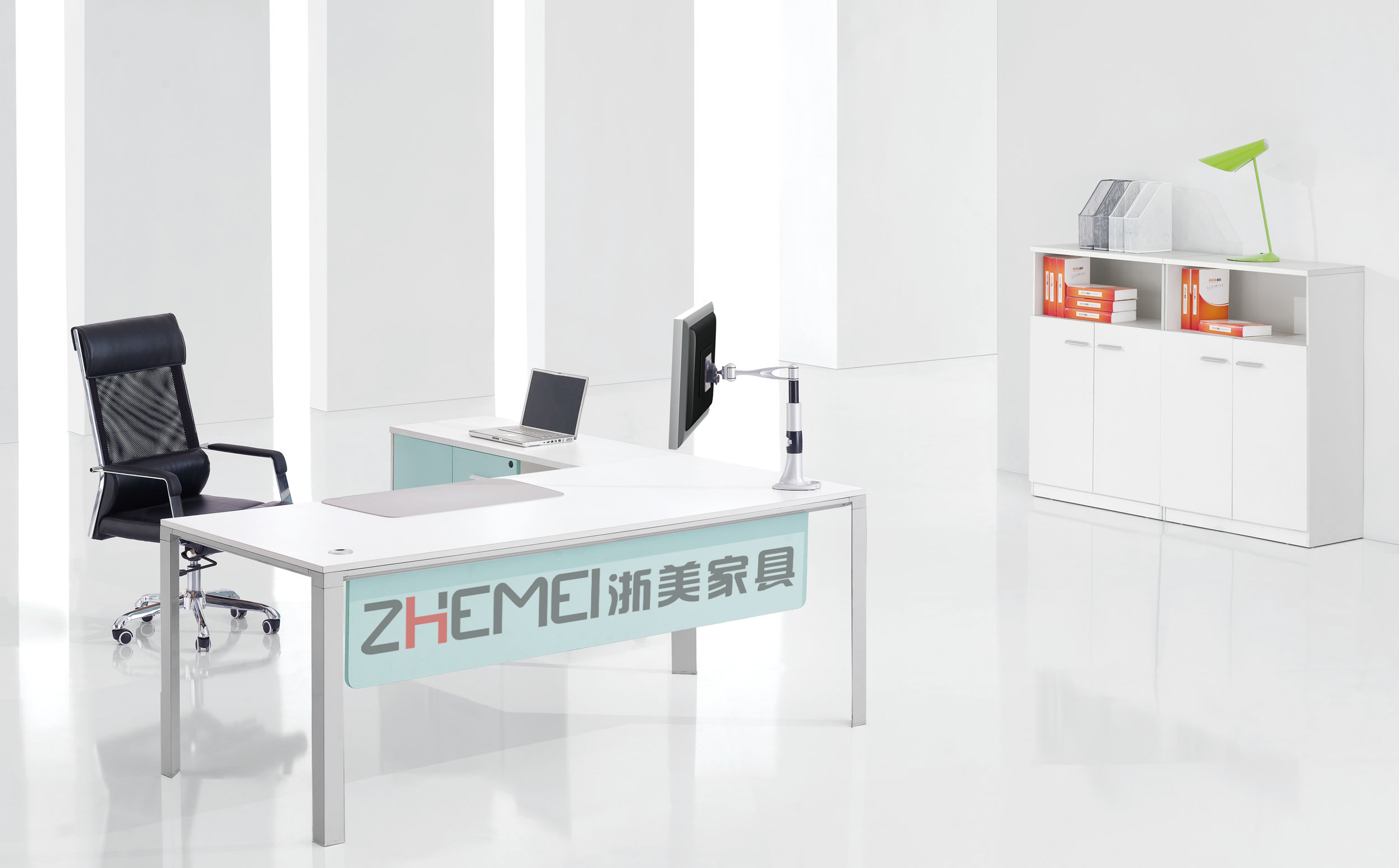 浙美办公桌、主管电脑桌、办公家具、浙美电脑台OL-D0120产品场景展示图