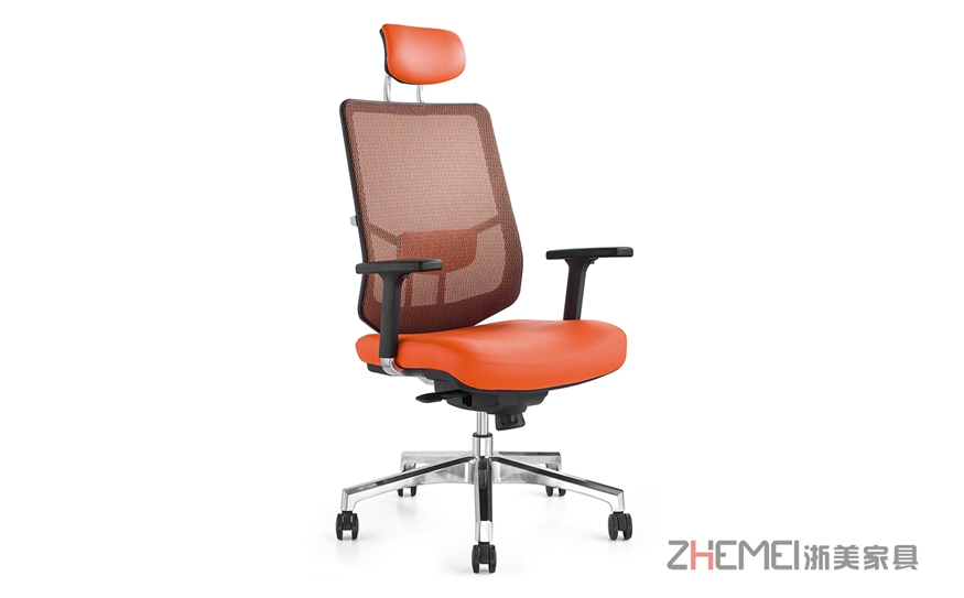 办公椅、办公室中班椅透气网布、升降转椅、浙美电脑椅会议椅子WY-010 橙色正面展示图.jpg